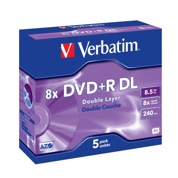 DVD VERGINI VERBATIM DVD+R DOUBLE LAYER 8.5GB 8X CF.5 XX 43541/5 - Disponibile in 3-4 giorni lavorativi