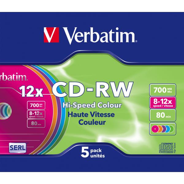 VERBATIM 43167 5 JEWEL CASE CD-RW 12X - Disponibile in 3-4 giorni lavorativi