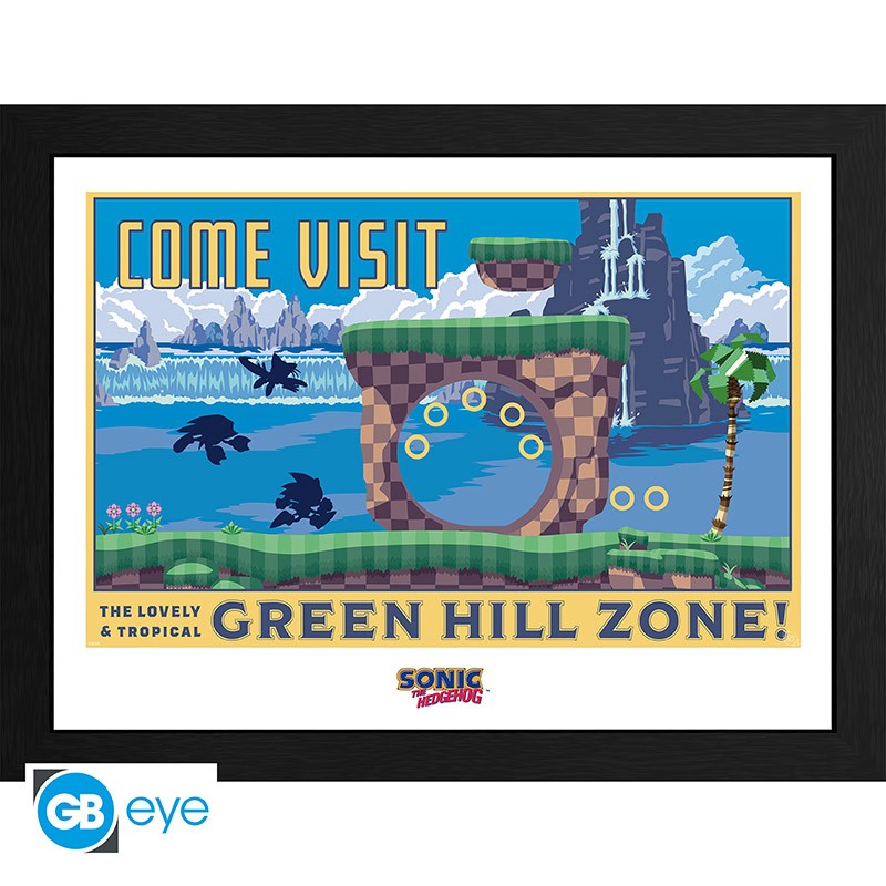ABYSTYLE SONIC - Poster incorniciato: "Green Hill Zone" (30x40) - Disponibile in 2/3 giorni lavorativi