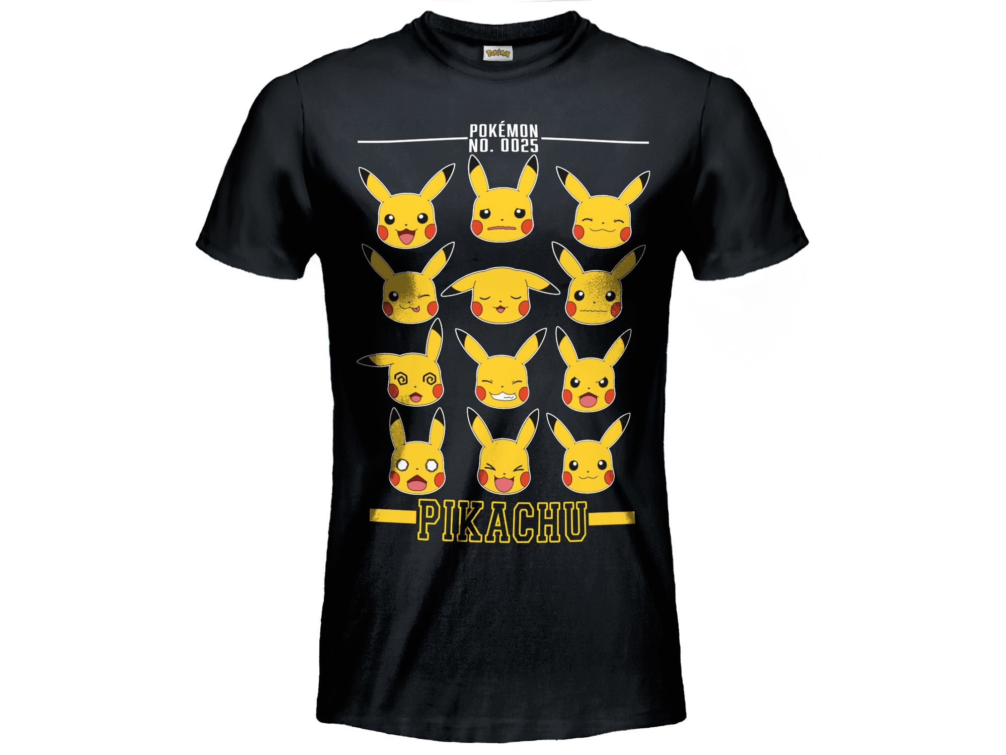 T-Shirt Pokemon - Faccine Pikachu Nera 7/8 - Disponibile in 2/3 giorni lavorativi