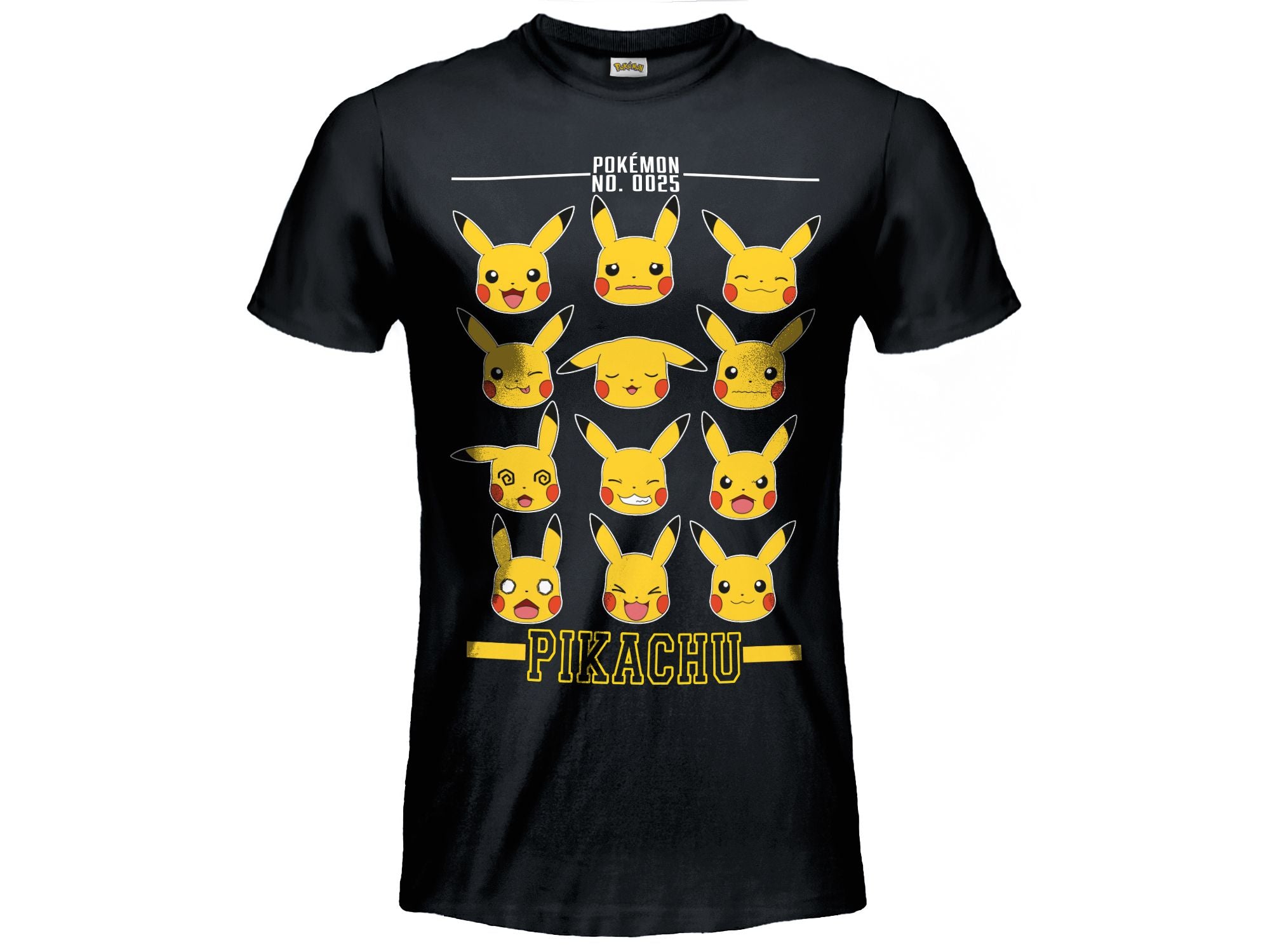 T-Shirt Pokemon - Faccine Pikachu Nera 12/13 - Disponibile in 2/3 giorni lavorativi