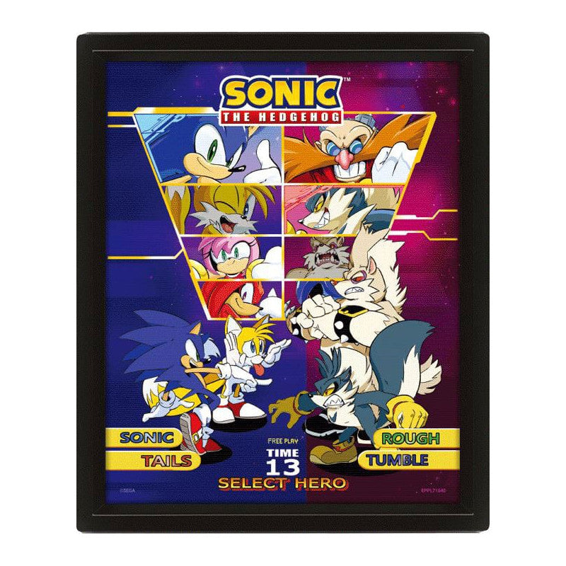 PYRAMID SONIC THE HEDGEHOG (SELECT YOUR FIGHTER) POSTER INCORNICIATO 3D - Disponibile in 2/3 giorni lavorativi