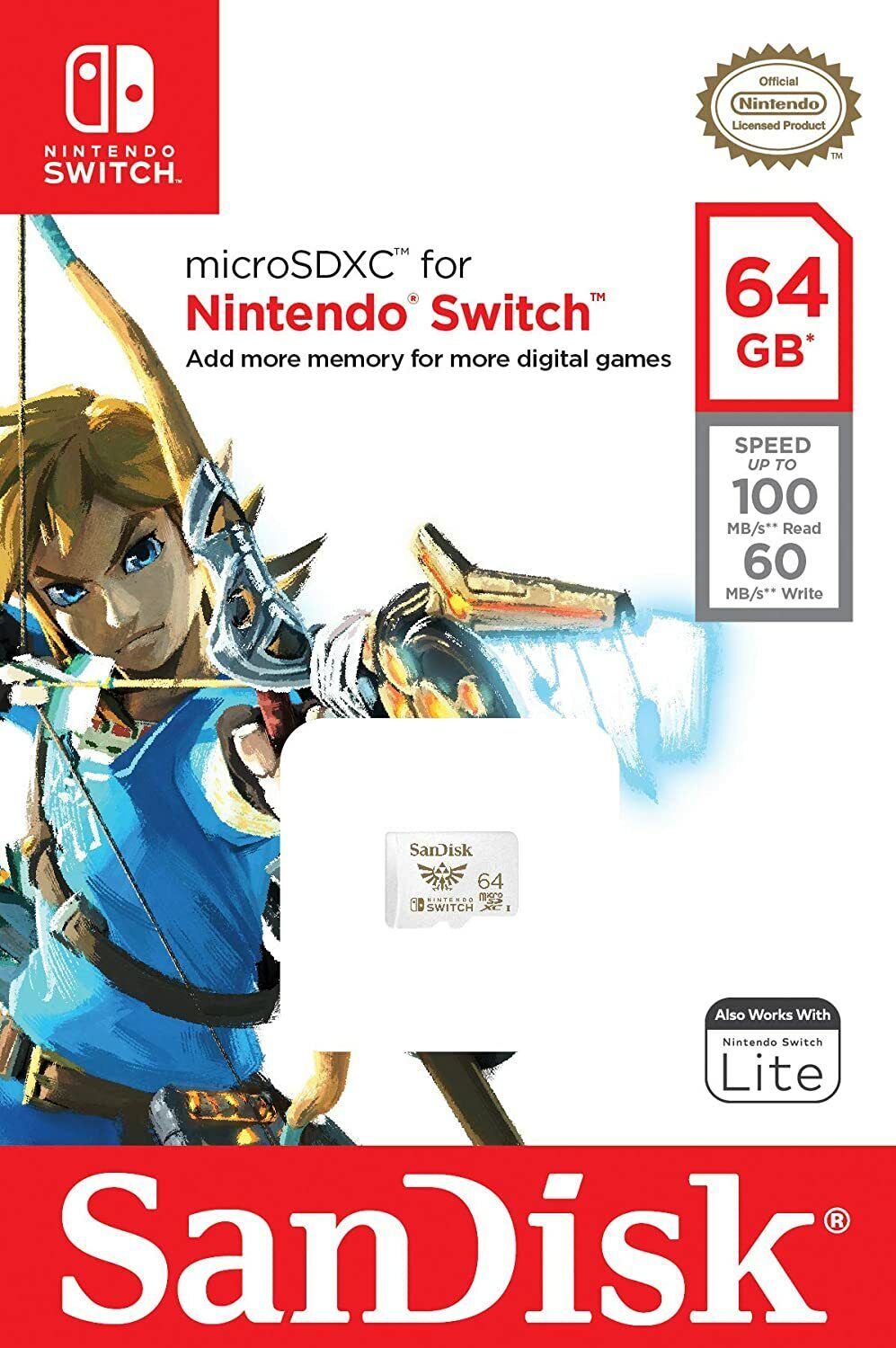 Switch SANDISK Micro SDXC 64 GB Zelda Edition Accessori - Disponibile in 2/3 giorni lavorativi