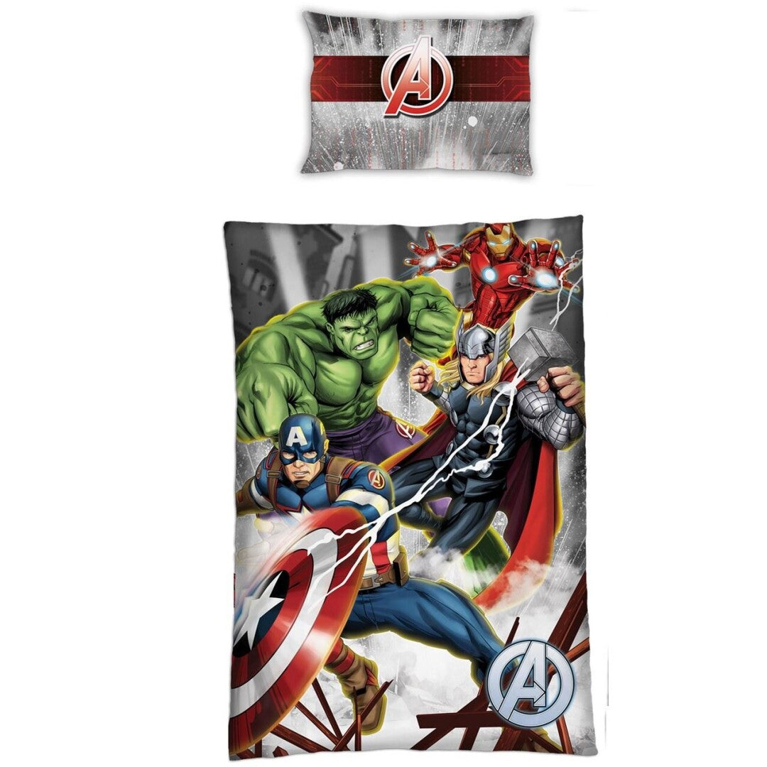 Marvel - Copripiumino (140x200 cm) + Federe (63x63): "Avengers" - Disponibile in 2/3 giorni lavorativi