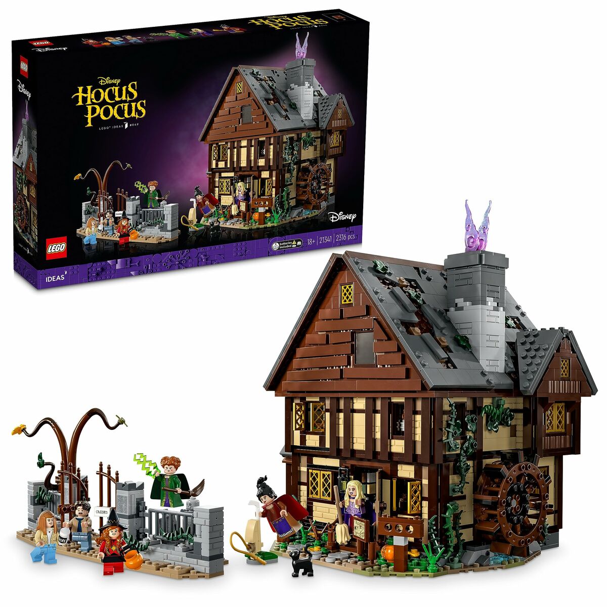 Playset Lego Disney Hocus Pocus - Sanderson Sisters' Cottage 21341 2316 Pezzi - Disponibile in 3-4 giorni lavorativi