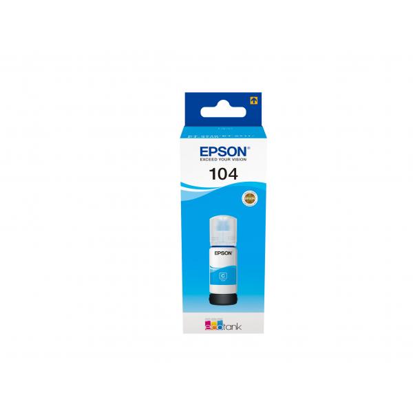 EPSON 104 FLACONE ECOTANK 65 ML CIANO PER EcoTank ET-1810, 2715, 2721, 2810, 2811, 2812, 2814, 2815, 2820, 2821, 2825, 2826, 4800 - Disponibile in 3-4 giorni lavorativi Epson