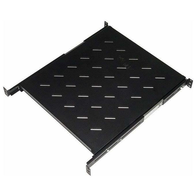 Link ripiano universale per armadio rack estraibile su binari telescopici 1 unita' nero 550mm. - Disponibile in 3-4 giorni lavorativi