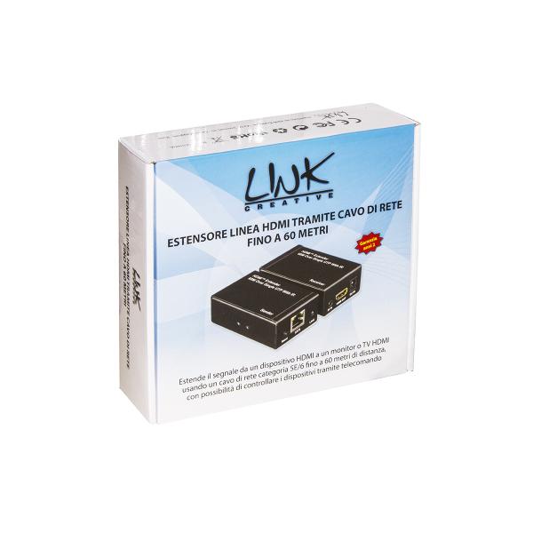 Link Estensore Hdmi Tramite Cavo Cat5-6 Fino a 60mt Full Hd con Sensori Infrarossi per Telecomandi - Disponibile in 3-4 giorni lavorativi