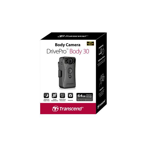 TRANSCEND BODYCAM DRIVE PRO BODY 30 64GB BT WI-FI INFRAROSSI - Disponibile in 3-4 giorni lavorativi