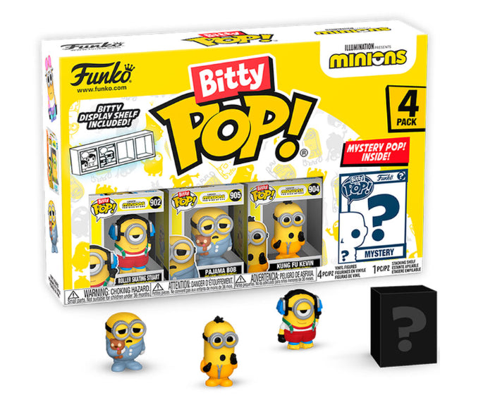 Funko Pop! FUNKO POP Bitty Pop! 4-Pack: Minions - Roller Skating Stuart Vinyl Figures - Disponibile in 2/3 giorni lavorativi