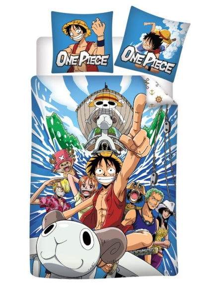 AyMax - ONE PIECE - Copripiumino (140x200cm) + Federe (65x65cm) : "Luffy's crew" - Disponibile in 2/3 giorni lavorativi