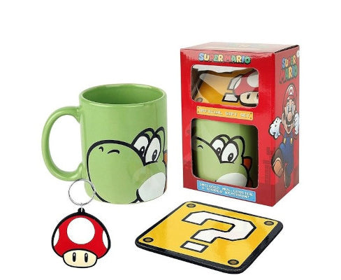 PYRAMID - SUPER MARIO (YOSHI) SET REGALO TAZZA SOTTOBICCHIERE PORTACHIAVI - Disponibile in 2/3 giorni lavorativi