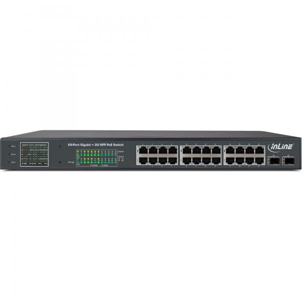 InLine PoE+ Gigabit Network Switch 24 porte, 1Gb/s, 2xSFP, 19" (incl. staffe) - Disponibile in 6-7 giorni lavorativi