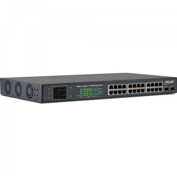 InLine PoE+ Gigabit Network Switch 24 porte, 1Gb/s, 2xSFP, 19" (incl. staffe) - Disponibile in 6-7 giorni lavorativi