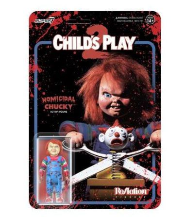 102405 - Child's play reaction figures wave 2 homicidal chucky (blood splatter) - Disponibile in 2/3 giorni lavorativi