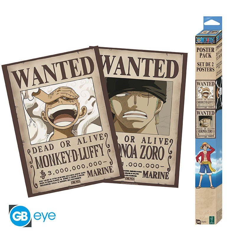 ABYSTYLE ONE PIECE - Set 2 Poster (52x38): "Wanted Luffy & Zoro" - Disponibile in 2/3 giorni lavorativi