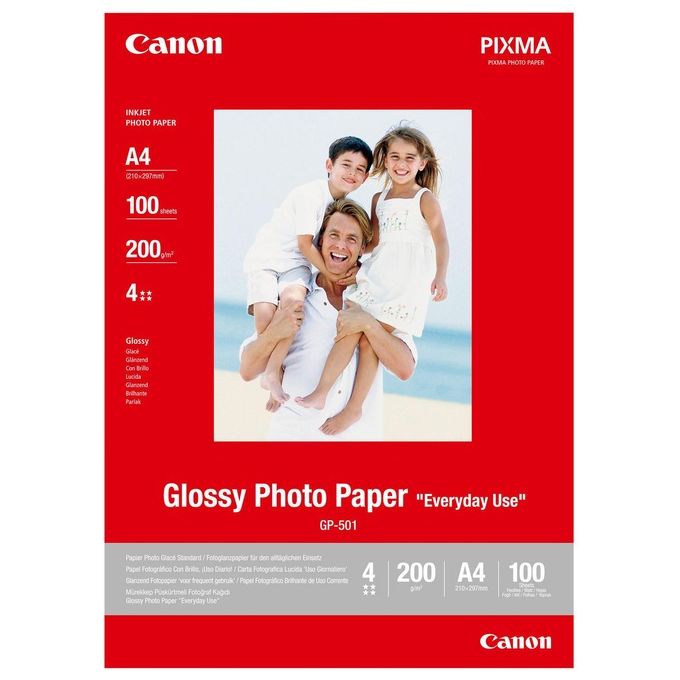 Canon Gp-501 A4 Glossy Photo Paper 100fg. - Disponibile in 3-4 giorni lavorativi