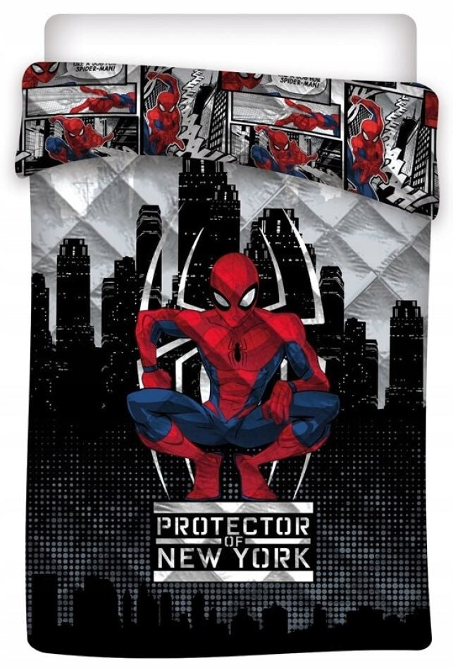 AYMAX - Spiderman Trapunta Piumone Imbottito 140x200 cm Letto Singolo Lettino Culla - Disponibile in 2/3 giorni lavorativi
