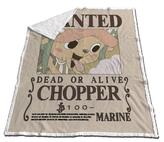 AYMAX - ONE PIECE - Coperta Sherpa 130x170cm - Chopper "Dead or Alive" - Disponibile in 2/3 giorni lavorativi