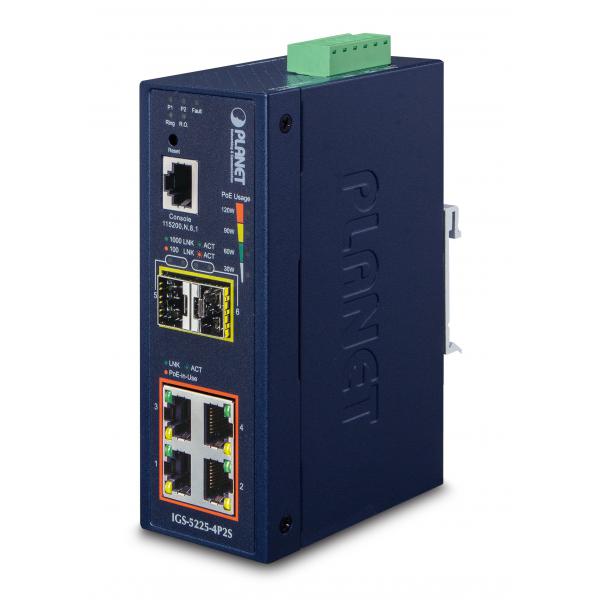 PLANET IGS-5225-4P2S switch di rete Gestito L2+ Gigabit Ethernet (10/100/1000) Supporto Power over Ethernet (PoE) Blu - Disponibile in 6-7 giorni lavorativi