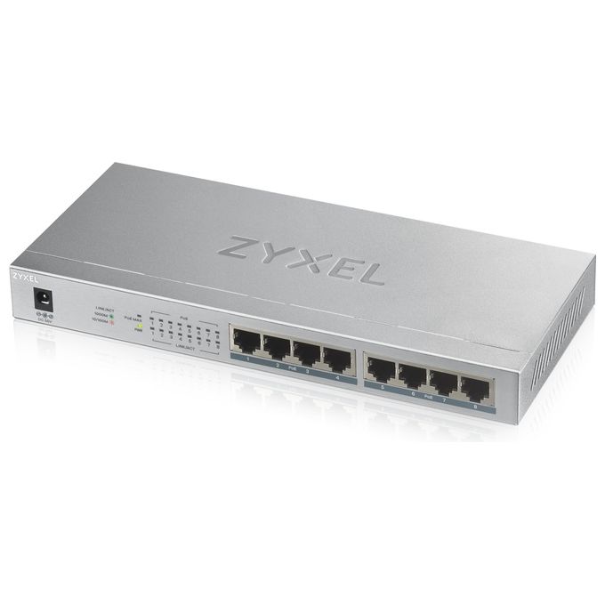 Zyxel GS1008HP Switch 8 x 10-100-1000 PoE+ Desktop o Montaggio a Parete 60W - Disponibile in 3-4 giorni lavorativi