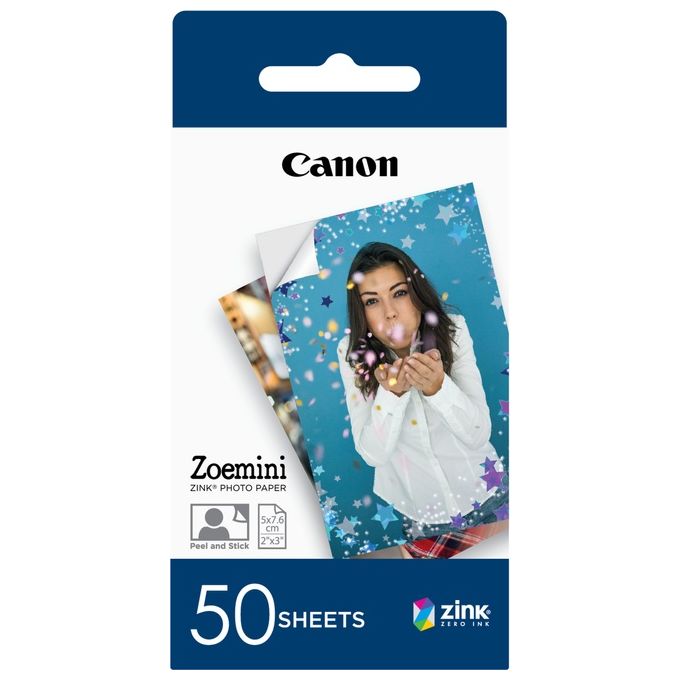 Canon Carta Fotografica Zink ZP-2030 2x3'' 50 Fogli - Disponibile in 3-4 giorni lavorativi