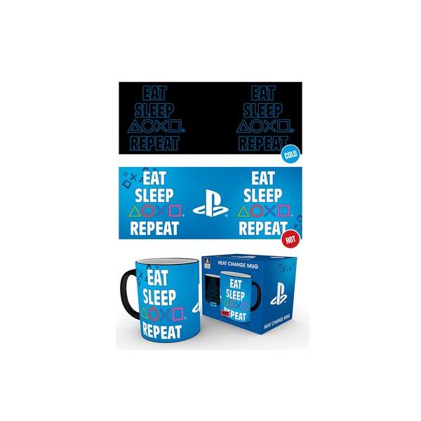 ABYSTYLE PLAYSTATION - Tazza termosensibile 320 ml: "Eat Sleep Repeat" - Disponibile in 2/3 giorni lavorativi