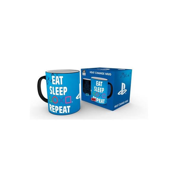 ABYSTYLE PLAYSTATION - Tazza termosensibile 320 ml: "Eat Sleep Repeat" - Disponibile in 2/3 giorni lavorativi