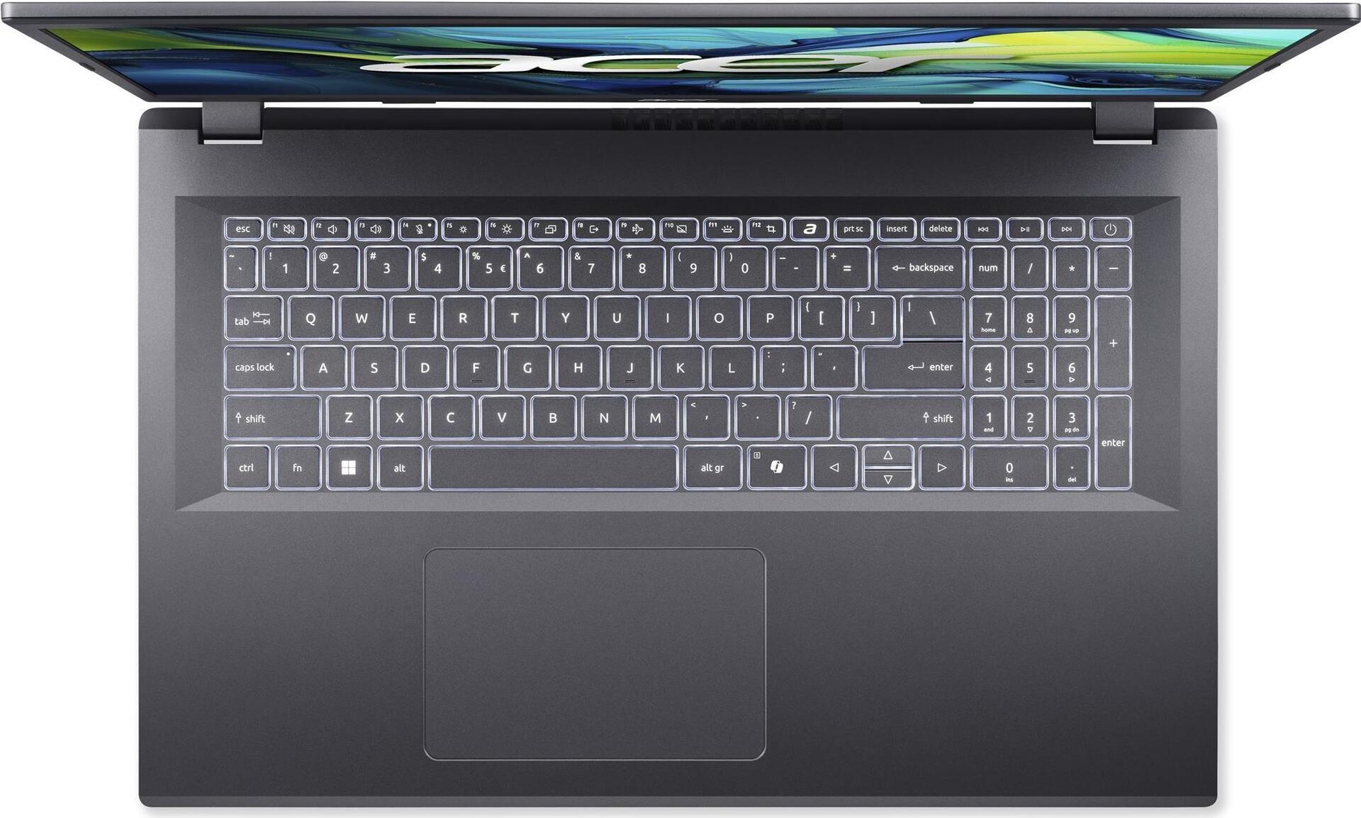 Acer Aspire 17 A17-51M - Intel Core 5 120U / 1.4 GHz - Win 11 Pro - Intel Graphics - 16 GB RAM - 512 GB SSD NVMe - 43.9 cm (17.3") IPS 1920 x 1080 (Full HD) - Wi-Fi 6E - Stahlgrau - kbd: Deutsch (NX.J02EG.01B) - Disponibile in 6-7 giorni lavorativi