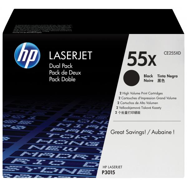 HP Confezione da 2 cartucce originali di Toner nero ad alta capacità LaserJet 55X - Disponibile in 6-7 giorni lavorativi