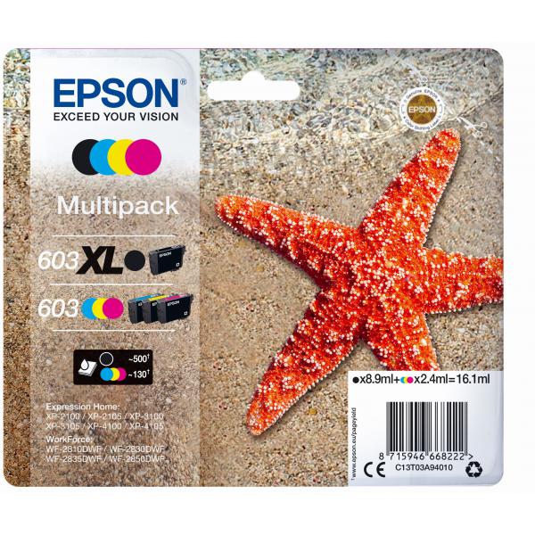 EPSON 603 XL MULTIPACK 4 COLORI NERO + CIANO GIALLO MAGENTA - Disponibile in 3-4 giorni lavorativi Epson