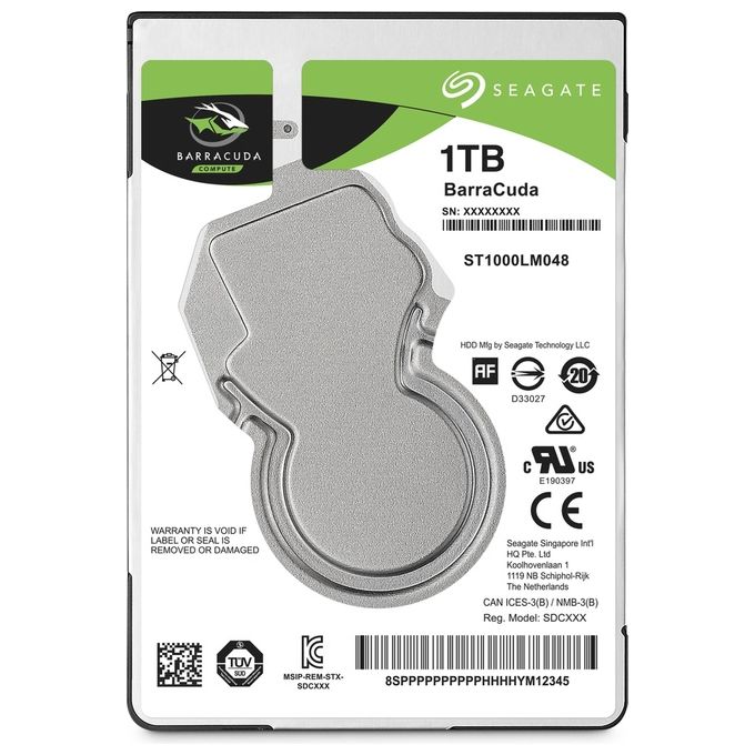 Seagate ST1000LM048 Barracuda 1tb 2,5 5400rpm Sata3 128Mb Cache - Disponibile in 3-4 giorni lavorativi