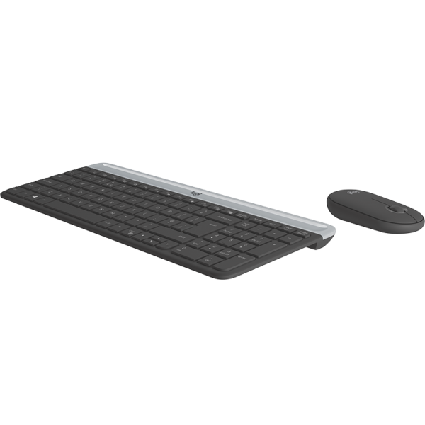 Logitech Slim Wireless Combo MK470 - Set mouse e tastiera - senza fili - 2.4 GHz - QWERTY - Spagnola - grafite - Disponibile in 3-4 giorni lavorativi