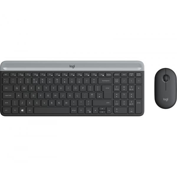 Logitech Slim Wireless Combo MK470 - Set mouse e tastiera - senza fili - 2.4 GHz - QWERTY - Spagnola - grafite - Disponibile in 3-4 giorni lavorativi