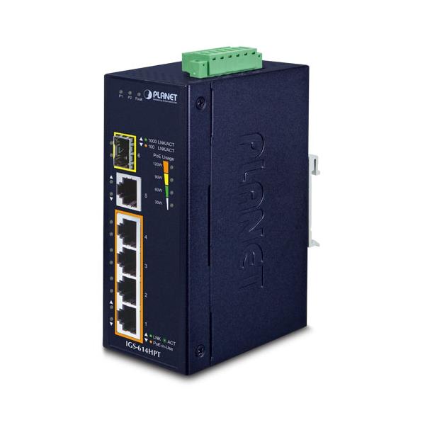 PLANET IGS-614HPT switch di rete Non gestito Gigabit Ethernet (10/100/1000) Supporto Power over Ethernet (PoE) Blu - Disponibile in 6-7 giorni lavorativi