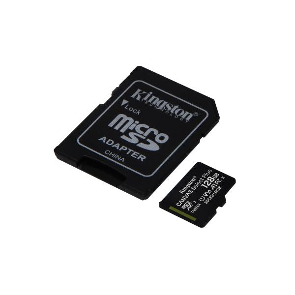 MICRO SD KINGSTON 128GB CL10 UHS-I CON ADATT 100MB/S LET.85MB/S SCRIT. - Disponibile in 3-4 giorni lavorativi