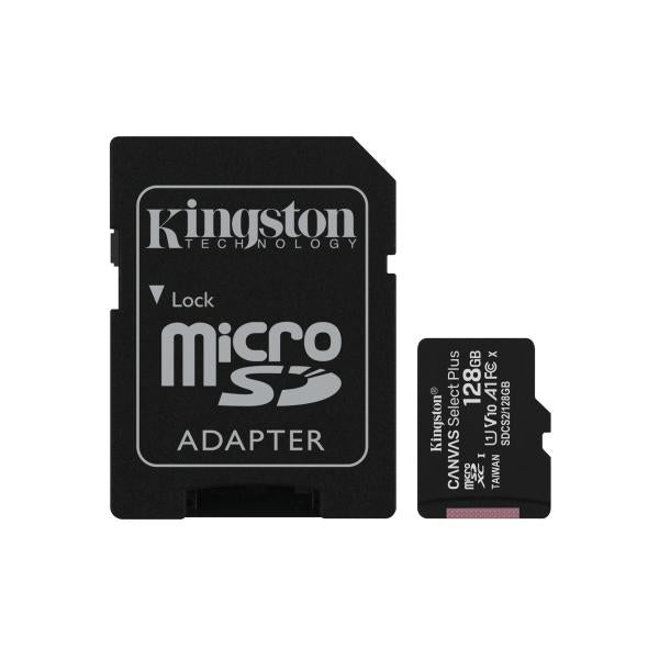 MICRO SD KINGSTON 128GB CL10 UHS-I CON ADATT 100MB/S LET.85MB/S SCRIT. - Disponibile in 3-4 giorni lavorativi