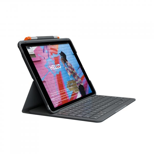 Logitech Slim Folio Custodia tastiera e carta Bluetooth - Francese grafite per Apple 10.2-inch iPad (7^ generazione, 8^ generazione, 9^ generazione) - Disponibile in 3-4 giorni lavorativi