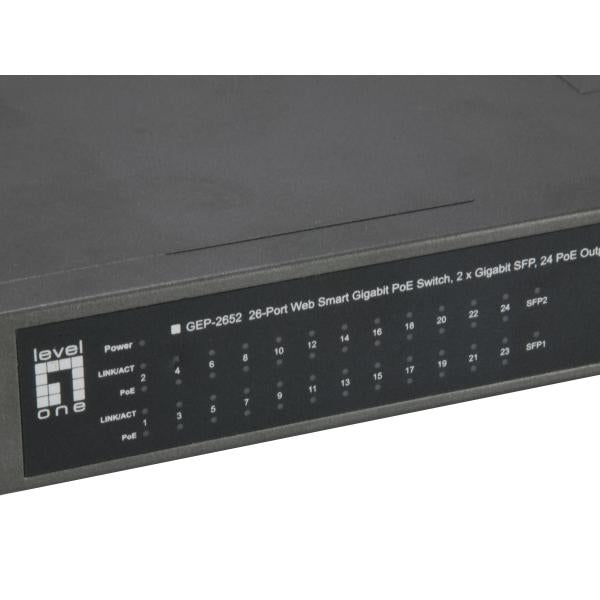 LevelOne GEP-2652 Gestito L2 Gigabit Ethernet (10/100/1000) Supporto Power over Ethernet (PoE) Grigio - Disponibile in 6-7 giorni lavorativi
