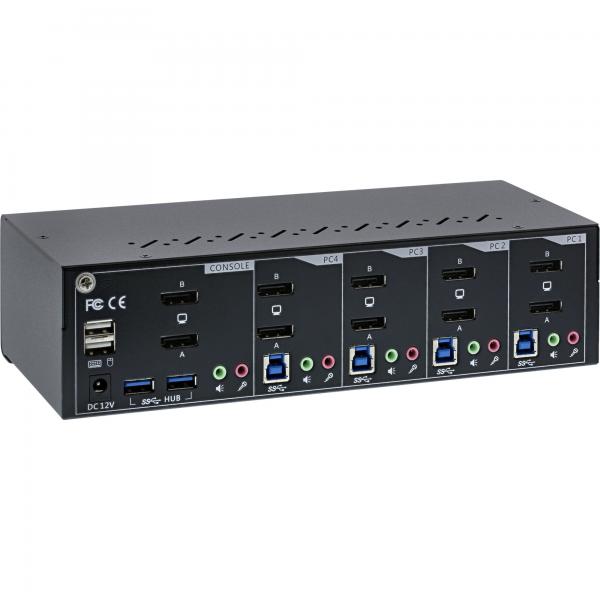 InLine Switch KVM Desktop , 4 porte, Dual-Monitor DP 1.2, 4K, USB 3.0, Audio - Disponibile in 6-7 giorni lavorativi