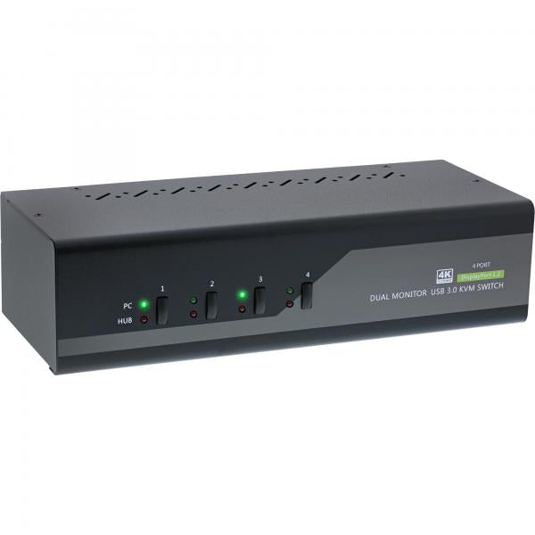 InLine Switch KVM Desktop , 4 porte, Dual-Monitor DP 1.2, 4K, USB 3.0, Audio - Disponibile in 6-7 giorni lavorativi