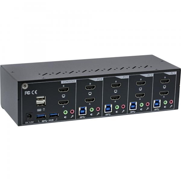 InLine Switch KVM Desktop , 4 porte, Dual Monitor, HDMI, 4K, USB 3.0, Audio - Disponibile in 6-7 giorni lavorativi