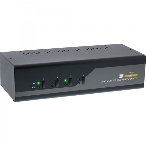 InLine Switch KVM Desktop , 4 porte, Dual Monitor, HDMI, 4K, USB 3.0, Audio - Disponibile in 6-7 giorni lavorativi