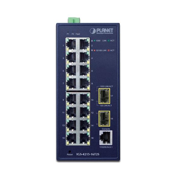 PLANET IGS-4215-16T2S switch di rete Gestito L2/L4 Gigabit Ethernet (10/100/1000) Blu - Disponibile in 6-7 giorni lavorativi