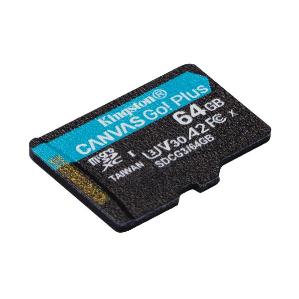 KINGSTON CANVAS GO PLUS MICRO-SDXC 64GB CLASSE 10 UHS-I CON ADATTATORE SD NERO - Disponibile in 3-4 giorni lavorativi Kingston