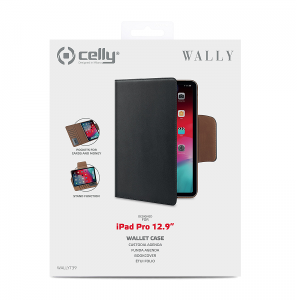 CELLY APPLE iPAD PRO 12.9 2018 WALLY TABLET BLACK - Disponibile in 3-4 giorni lavorativi