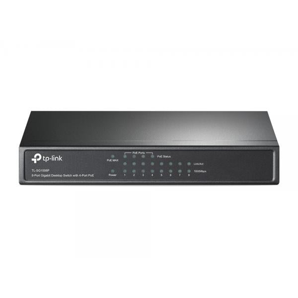 TP-Link Desktop switch 8 porte gigabit 4 porte PoE 55W TL-SG1008P - Disponibile in 3-4 giorni lavorativi