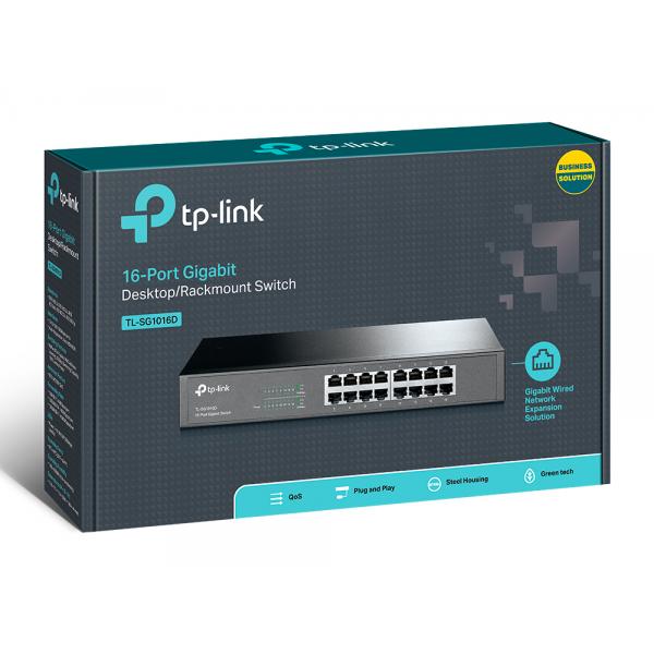 DESKTOP SWITCH 16 PORTE GIGABIT ACCIAIO TP-LINK TL-SG1016D - Disponibile in 3-4 giorni lavorativi