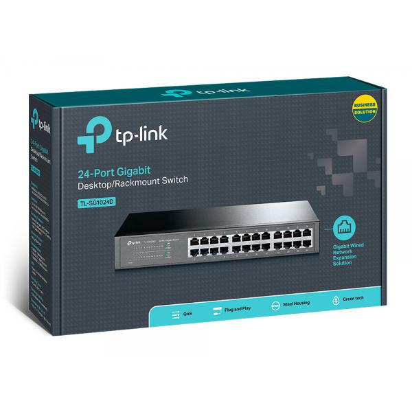 SWITCH TP-LINK TL-SG1024D 24P LAN GIGABIT DESKTOP 10/100/1000Mbps RACKMOUNTABLE RJ4513-inch CASE ACCIAIO - Disponibile in 3-4 giorni lavorativi