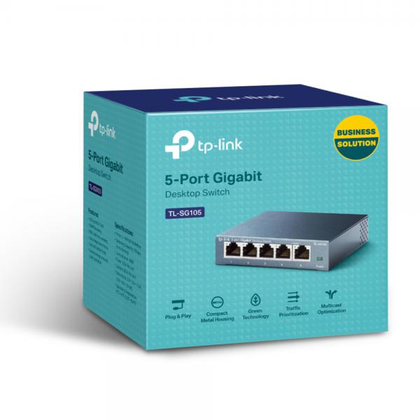 TP-Link Switch 5 Porte Gigabit Plug & Play case in acciaio TL-SG105a - Disponibile in 3-4 giorni lavorativi